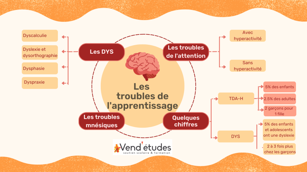 Carte mentale troubles de l'apprentissage Vend'études