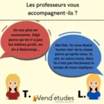 Échange avec deux élèves faisant leur entrée en classe de sixième. "Les professeurs vous accompagnent-ils ?" T. "On est plus en autonomie. Déjà parce qu'on n'a pas les mêmes profs, on en a beaucoup..." L. "Des fois, ils nous disent 'Sortez vite' de la classe parce qu'après nous, ils ont un autre cours, donc ils n'ont pas forcément le temps de nous expliquer." Entrée en Sixième. Soutien Scolaire Vend'études.