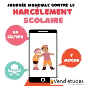 Visuel illustrant une situation de harcèlement scolaire : adolescent qui insulte un autre jeune. Journée mondiale contre le harcèlement scolaire.